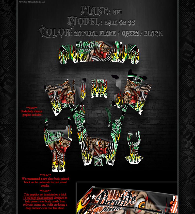 HPI BAJA 5B "THROTTLE JUNKIE" GRAPHICS WRAP DECAL KIT FITS OEM BODY